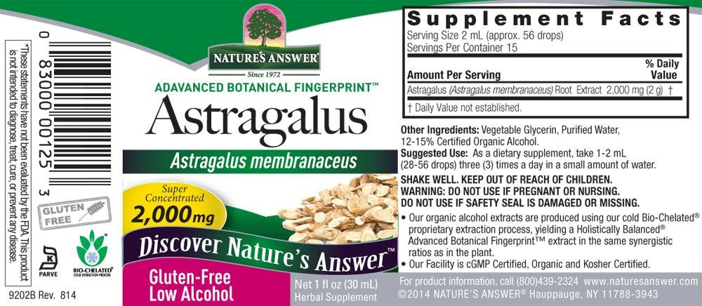 Nature's Answer Organic Astragalus Root Fluid Extract - 1 Fl Oz - image 3