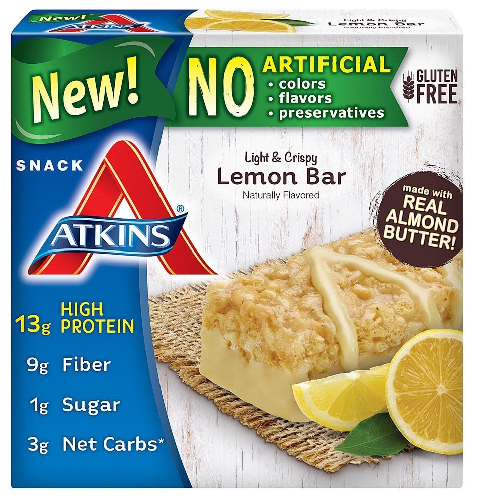 Atkins Snack Light Crispy Lemon Bar - 5 Count (Pack of 2)