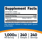 Nutricost Vitamin D3 1000 IU - 240 Softgels - image 2