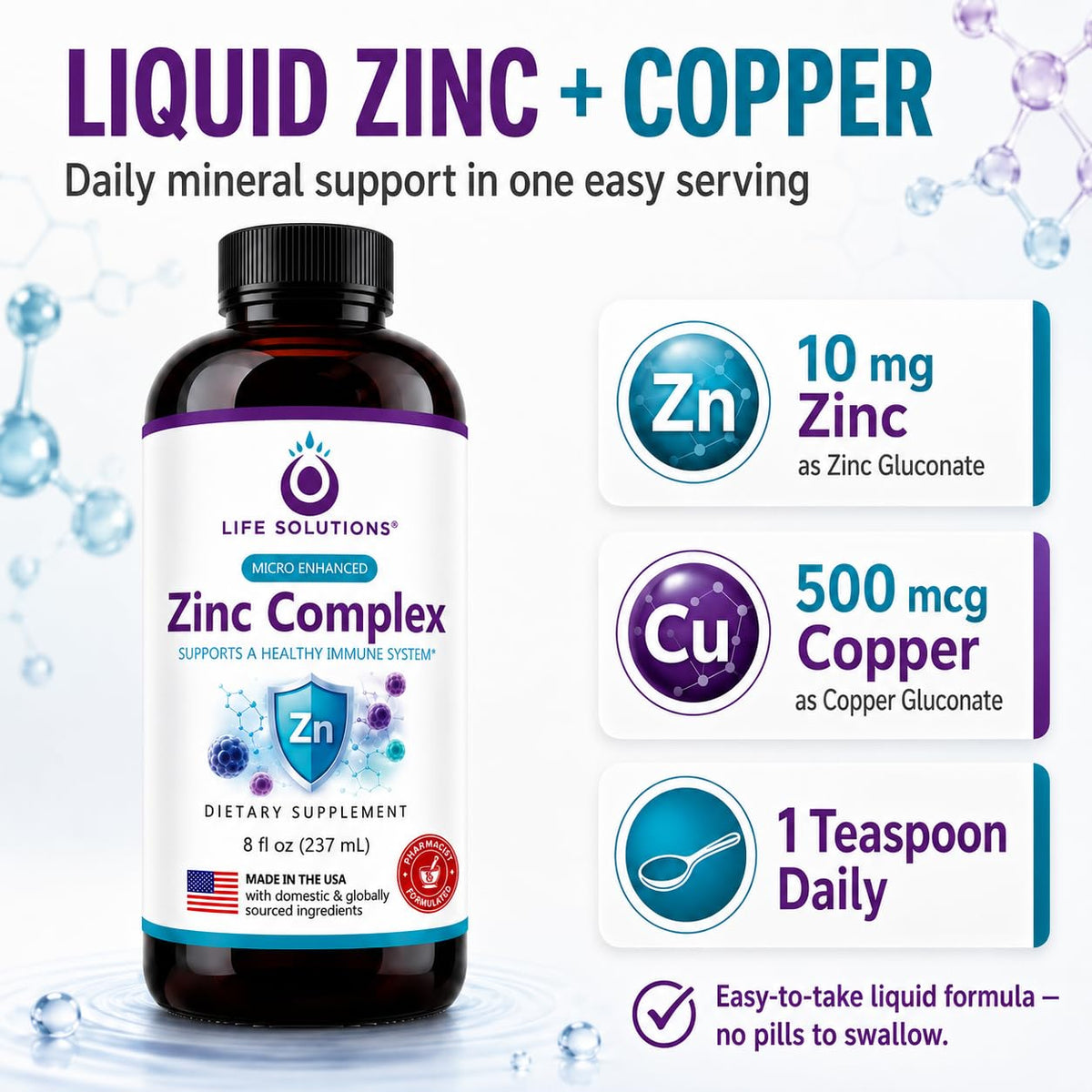Life Solutions Liquid Zinc Supplement - 8 fl oz - image 2