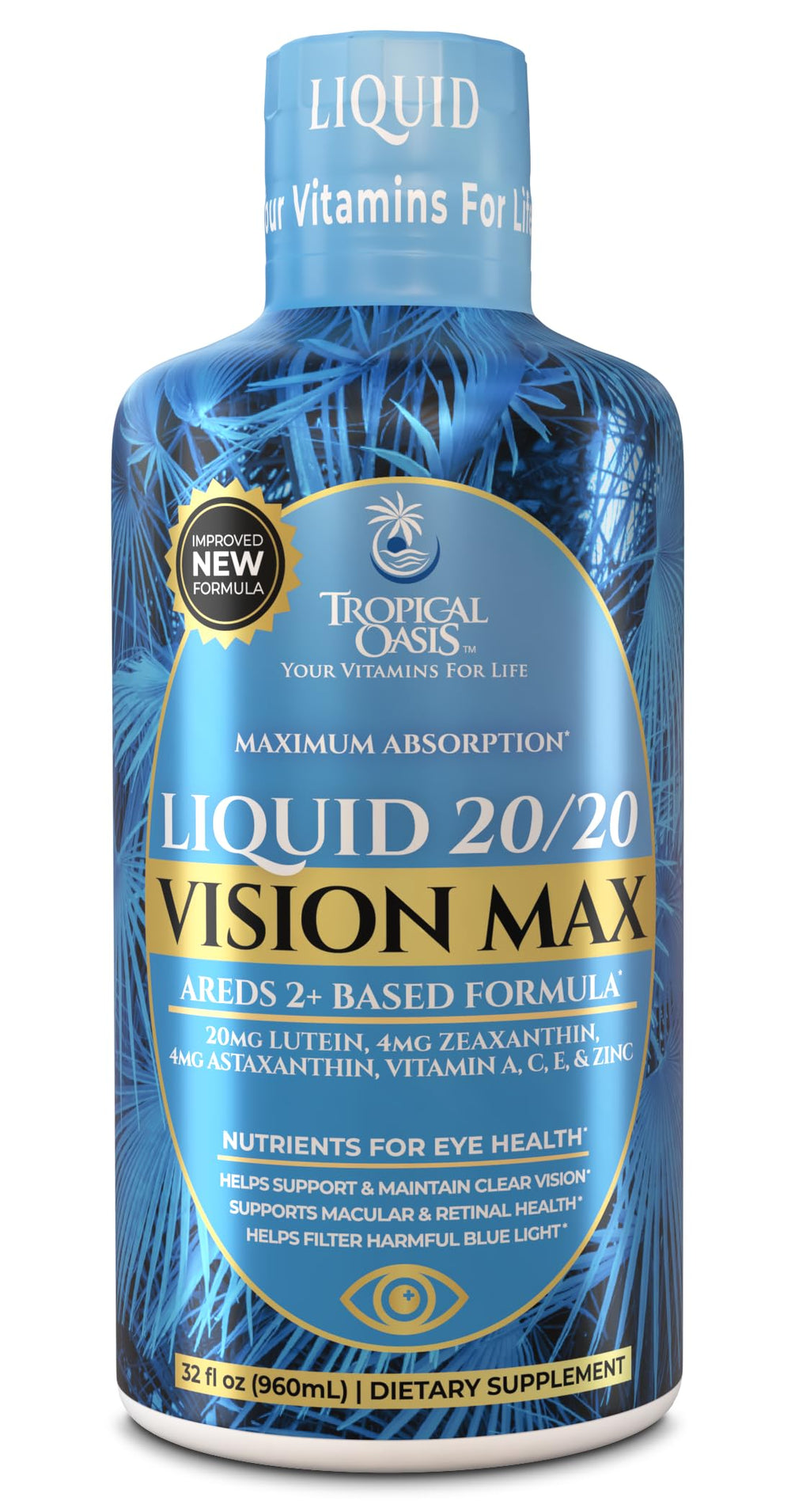 Tropical Oasis Liquid 20-20 Vision Support Eye Vitamin - 32 Fl Oz