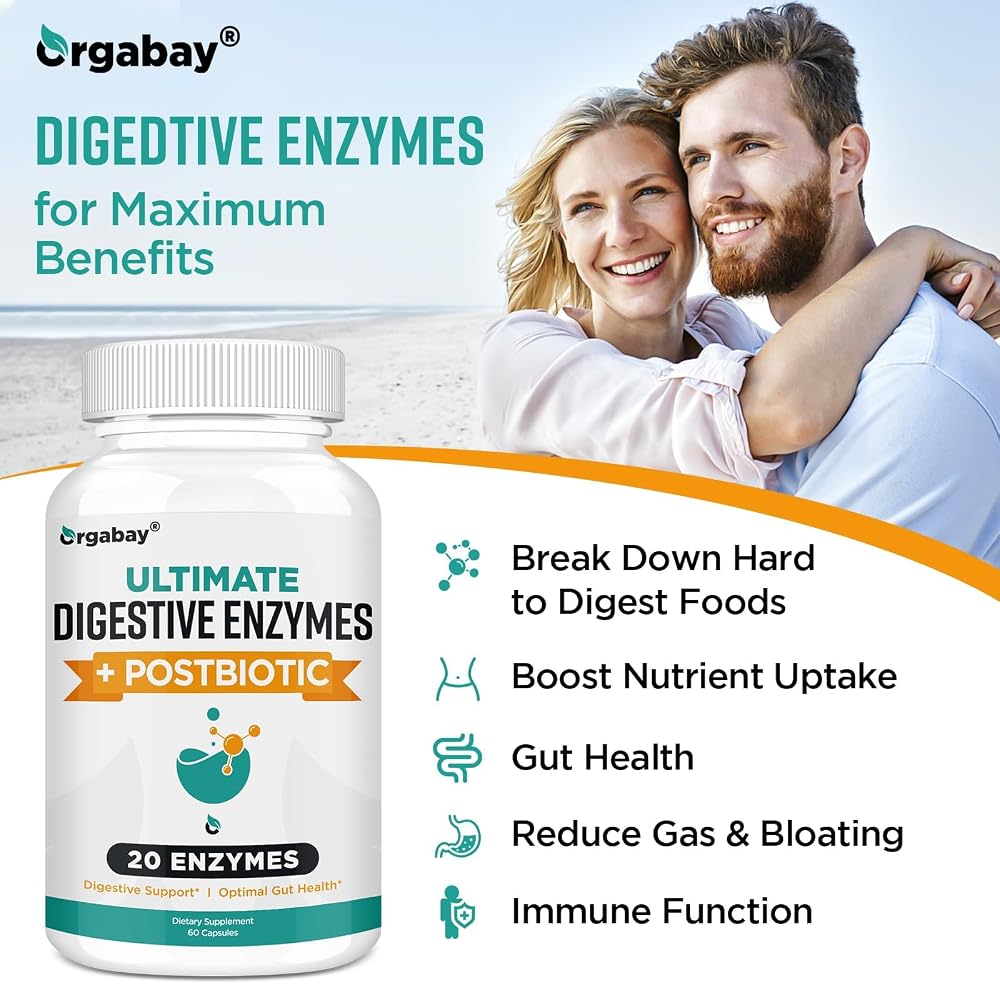 Orgabey Digestive Enzymes 1000mg with Postbiotics - 60 Capsules - image 3