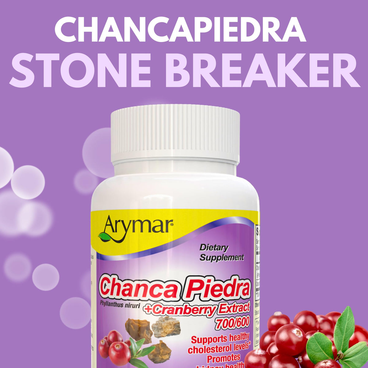 Arymar Chanca Piedra with Cranberry Herbal Support - 60 Capsules - image 3