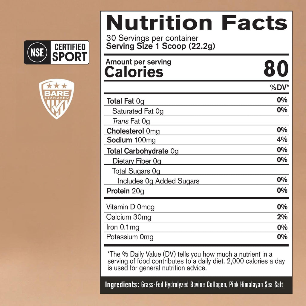 BARE PERFORMANCE NUTRITION Grass-Fed Collagen Peptides - 30 Servings - image 2