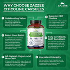 Zazzee Extra Strength Citicoline 500 mg - 100 Vegan Capsules - image 7