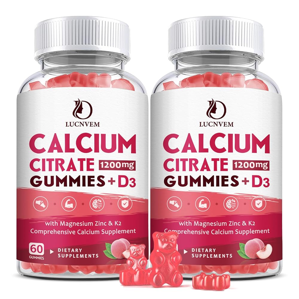 LUCNVEM Calcium Citrate 1200mg with Vitamin D3 Supplements Gummies