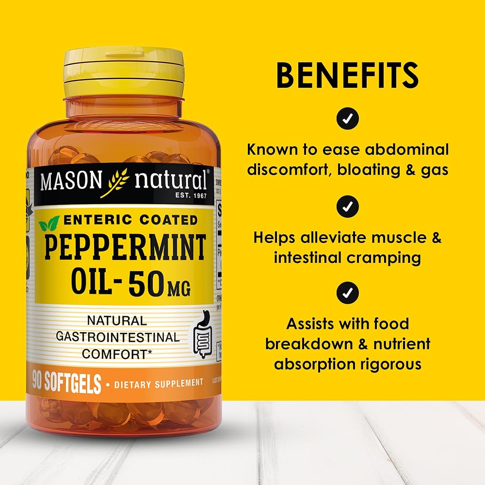 MASON NATURAL Peppermint Oil 50 mg Enteric Coated Softgels - 270 Count - image 2
