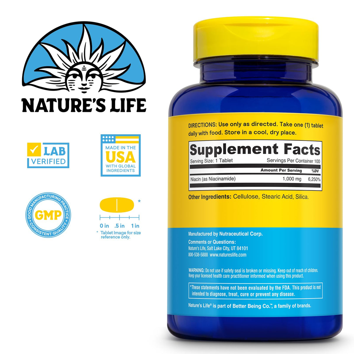 Nature's Life Niacinamide Vitamin B3 1000mg - 100 Tablets - image 2