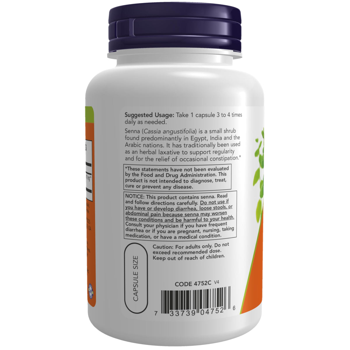 NOW Supplements Senna Leaves 470 mg Supports Regularity - image 3
