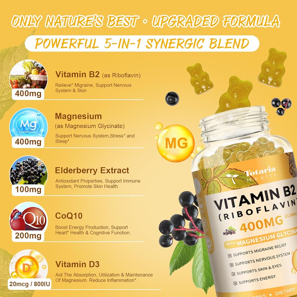 Totaria Vitamin B2 Riboflavin 400mg Gummies - 60 Gummies - image 8