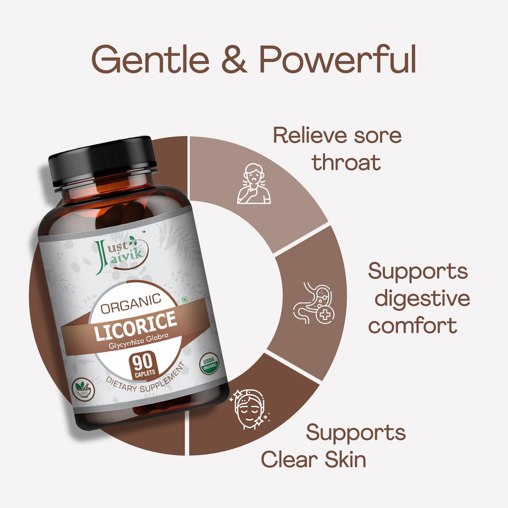 Just Jaivik Organic Licorice Root 750mg - 90 Tablets - image 5