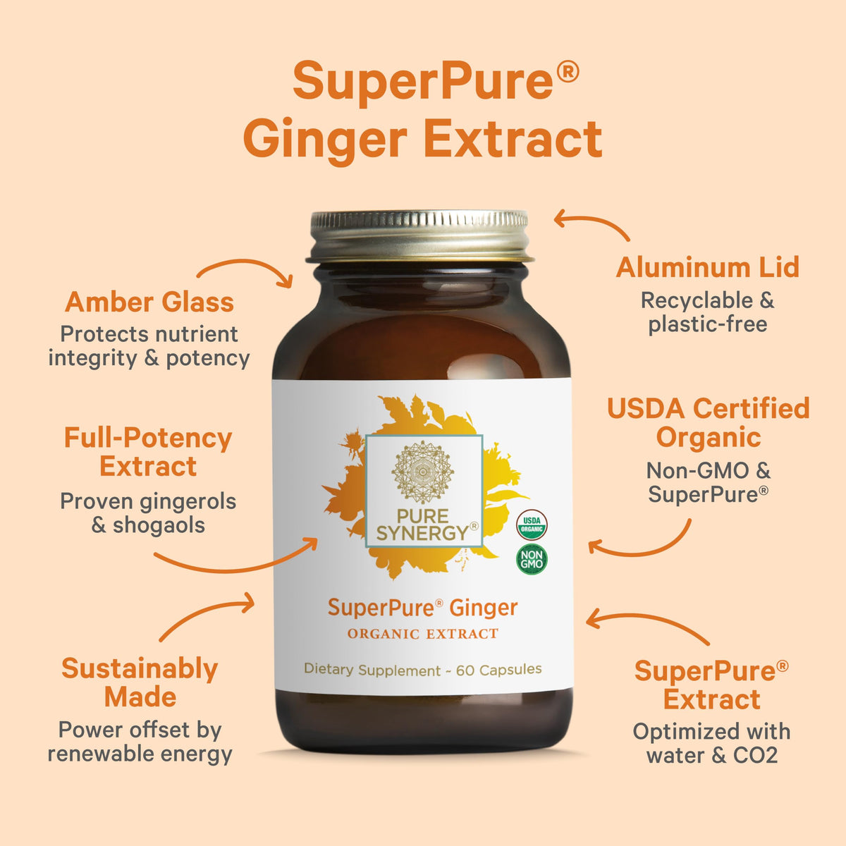 PURE SYNERGY SuperPure Ginger Extract - 60 Capsules - image 3