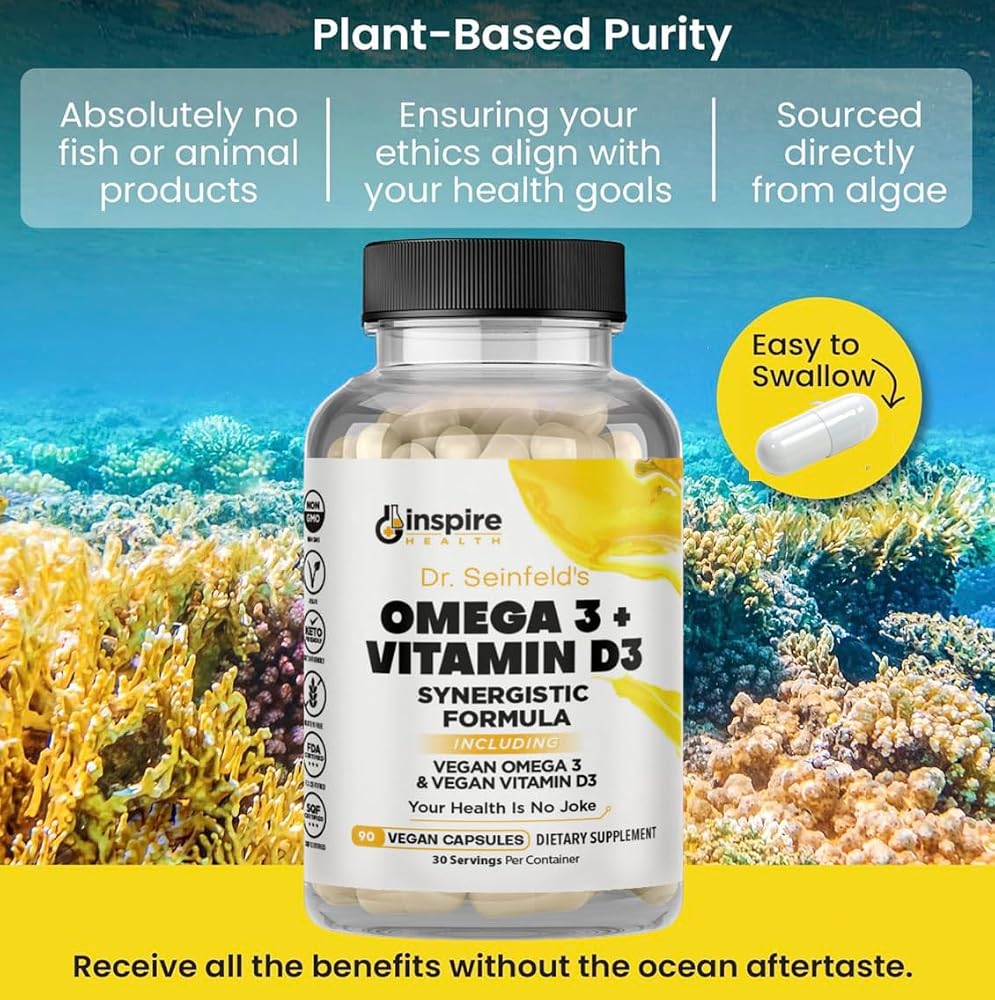 GINSPIRE NUTRITION Dr. Seinfeld Vegan Algae Omega-3 & D3 - 90 Capsules - image 4