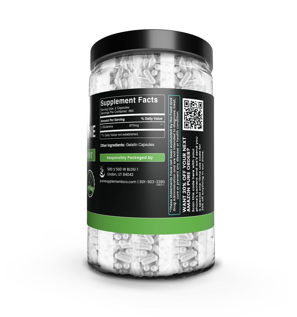 PURE ORIGINAL INGREDIENTS L-Glutamine (730 Capsules) No Magnesium Or