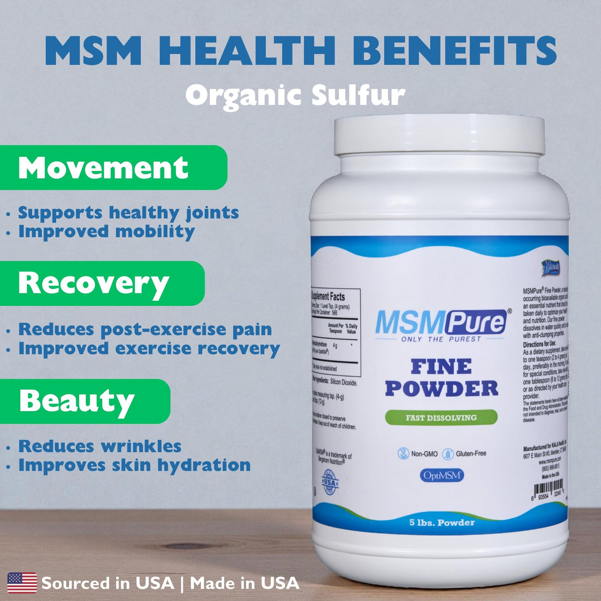KALA HEALTH MSMPure MSM - Fine Powder Crystals