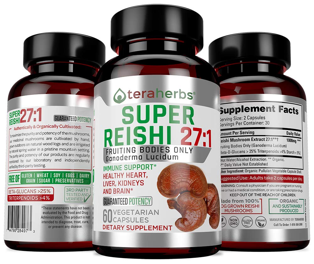 teraherbs Tera Herbs Organic Reishi Mushroom Extract - 60 Vegetarian Capsules - image 2
