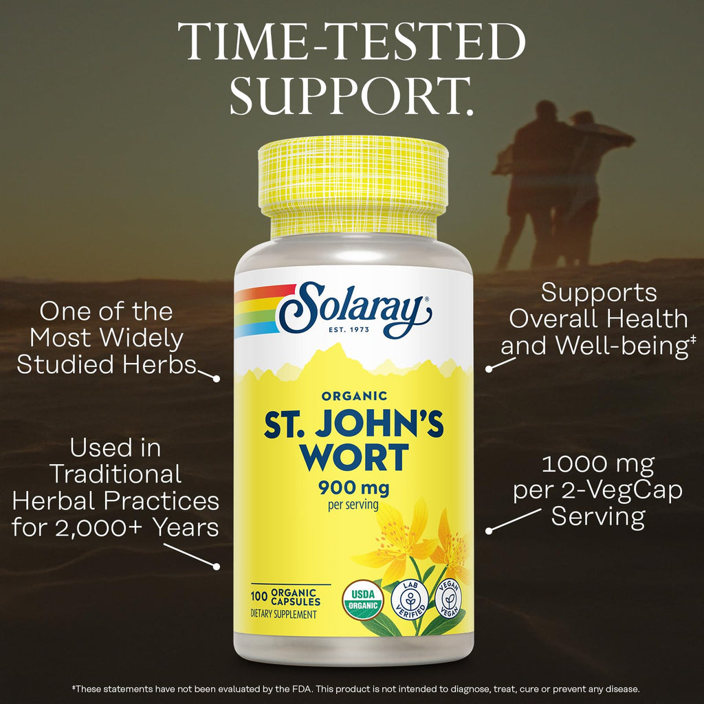 SOLARAY Organic St John's Wort 900mg - 100 Vegetarian Capsules - image 3