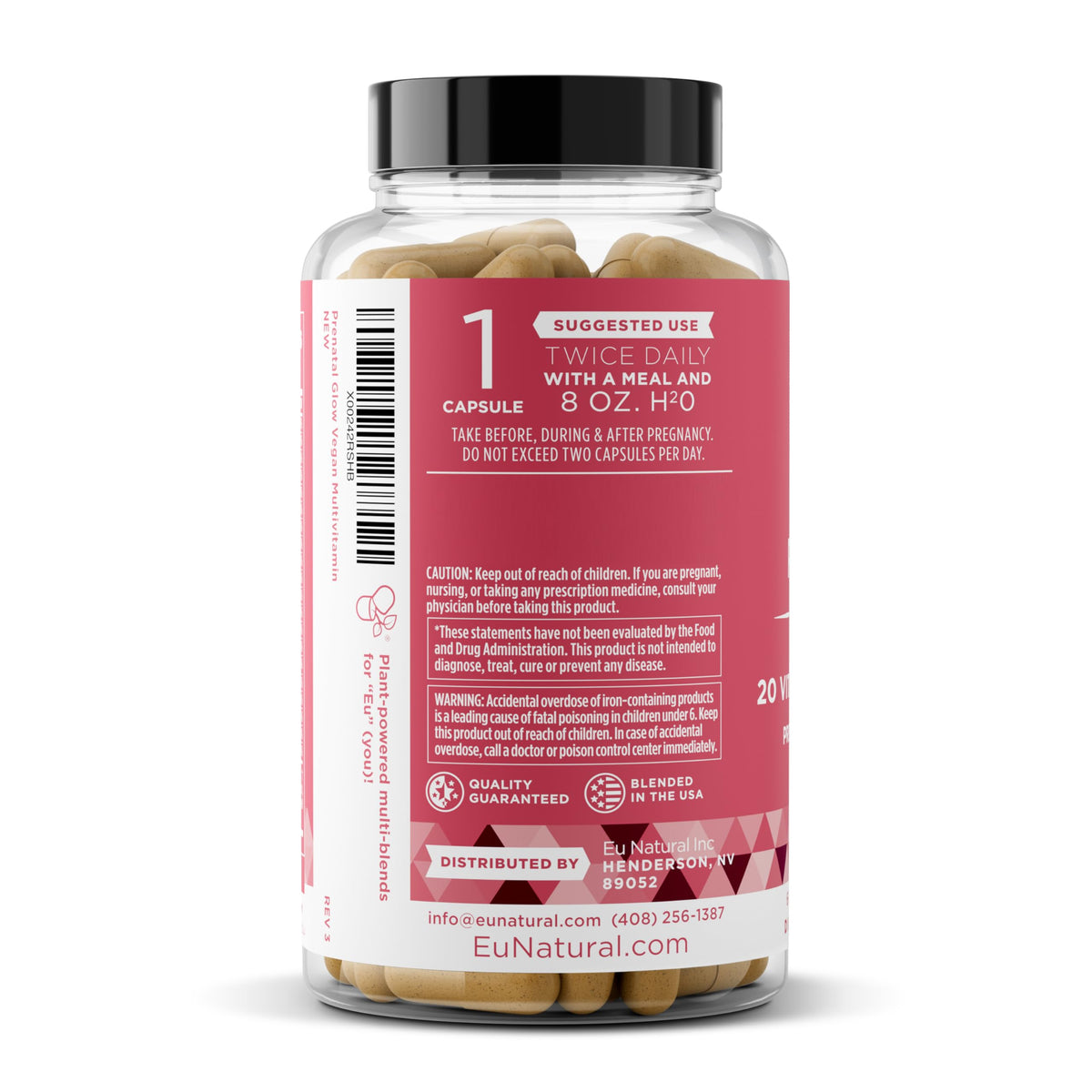Eu Natural Glow Prenatal Vitamins with Folate & DHA - 60 Vegetarian Capsules - image 9