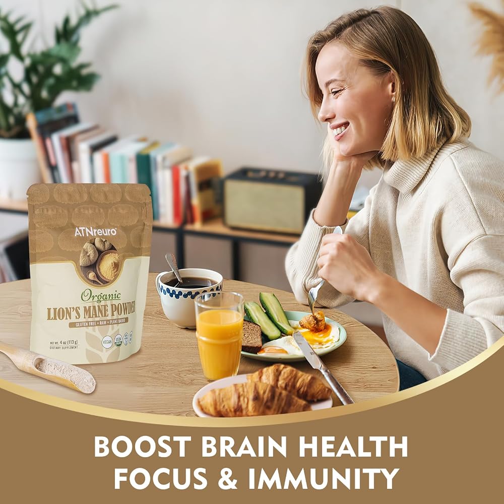 ATNreuro Organic Lion's Mane Mushroom Powder Brain Support - 4oz - image 2