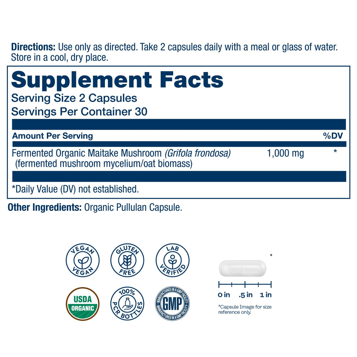 SOLARAY Organic Maitake 1000 mg Fermented - 60 Capsules - image 2