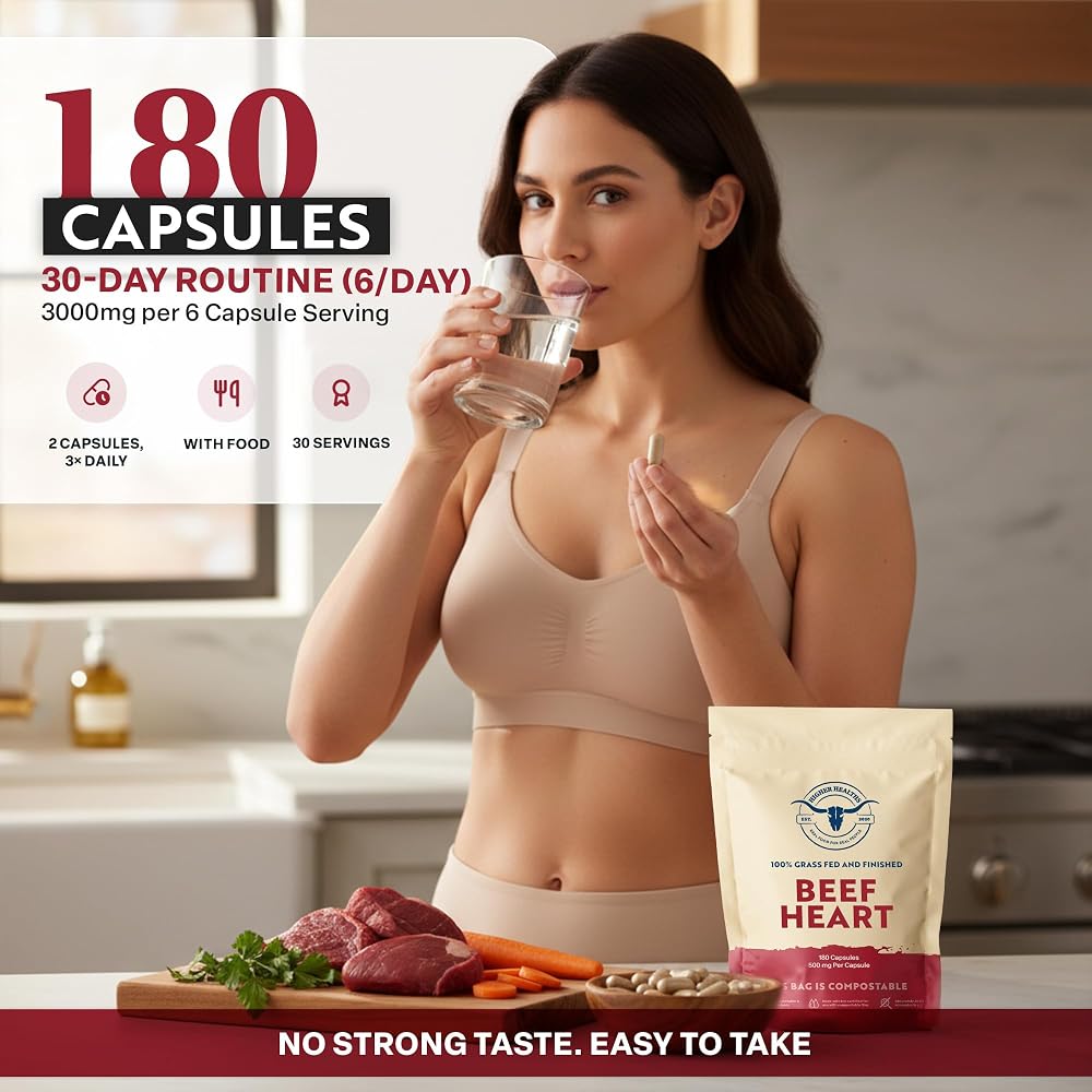 Higher Healths Beef Heart Supplement Grass Fed - 180 Capsules - image 3