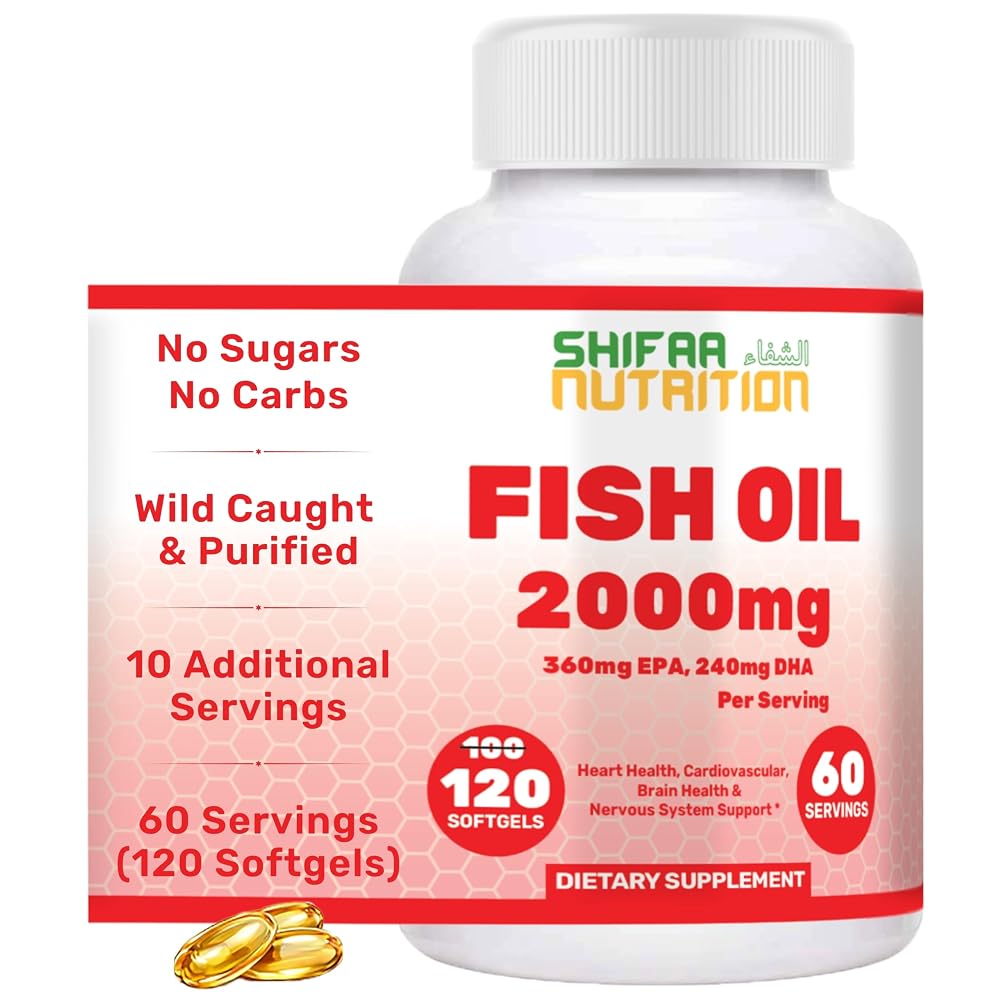 Shifaa Nutrition Halal Omega 3 Fish Oil 2000mg - 120 Softgels