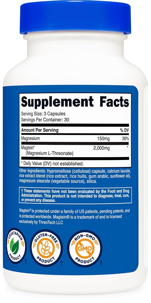 Nutricost Magtein Magnesium L-Threonate 2000mg - 90 Capsules - image 5