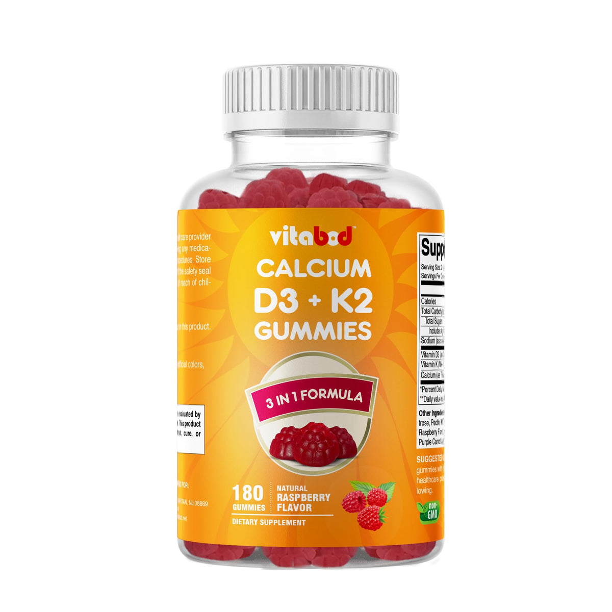 Vitabod Vitamin D3 + K2 Gummies for Bone & Heart Health - 180 Gummies