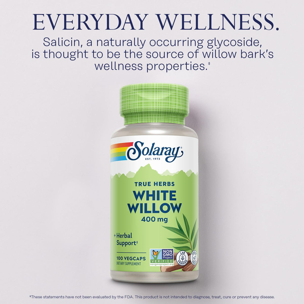 SOLARAY White Willow Bark 400 mg - 100 Vegetarian Capsules - image 3