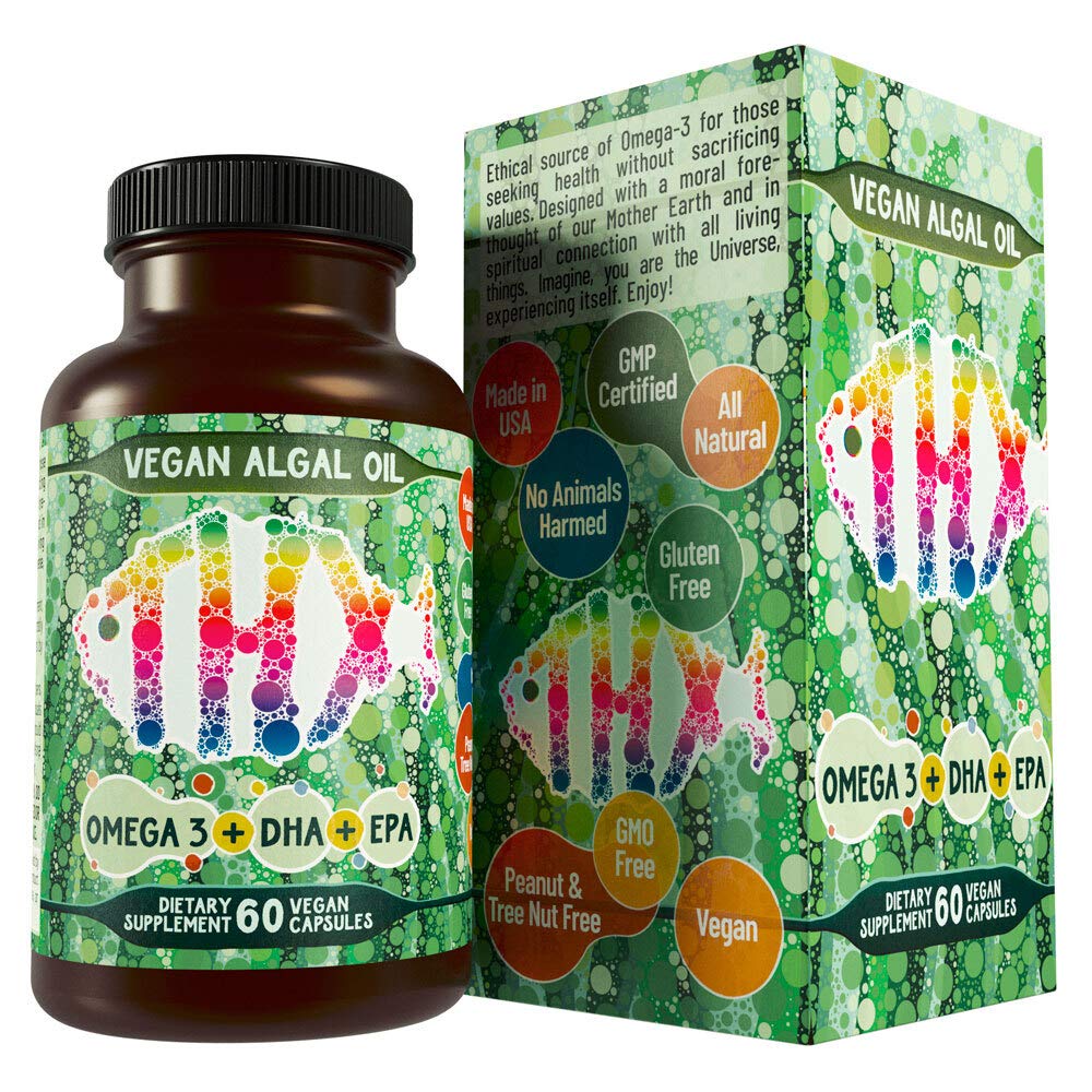 Hippie Farms Vegan Omega 3 Algae Oil with DHA EPA - 60 Capsules