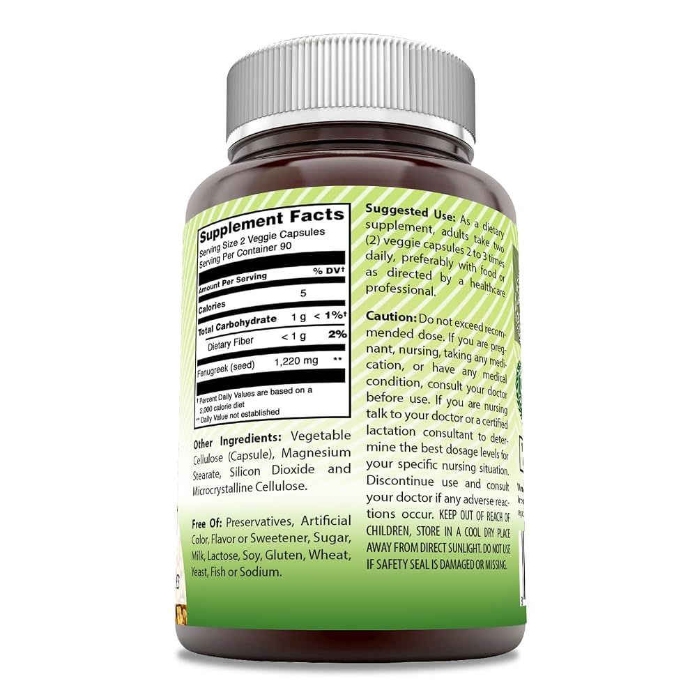 Amazing India Fenugreek Seed Extract 610 mg - 180 Vegetarian Capsules - image 2