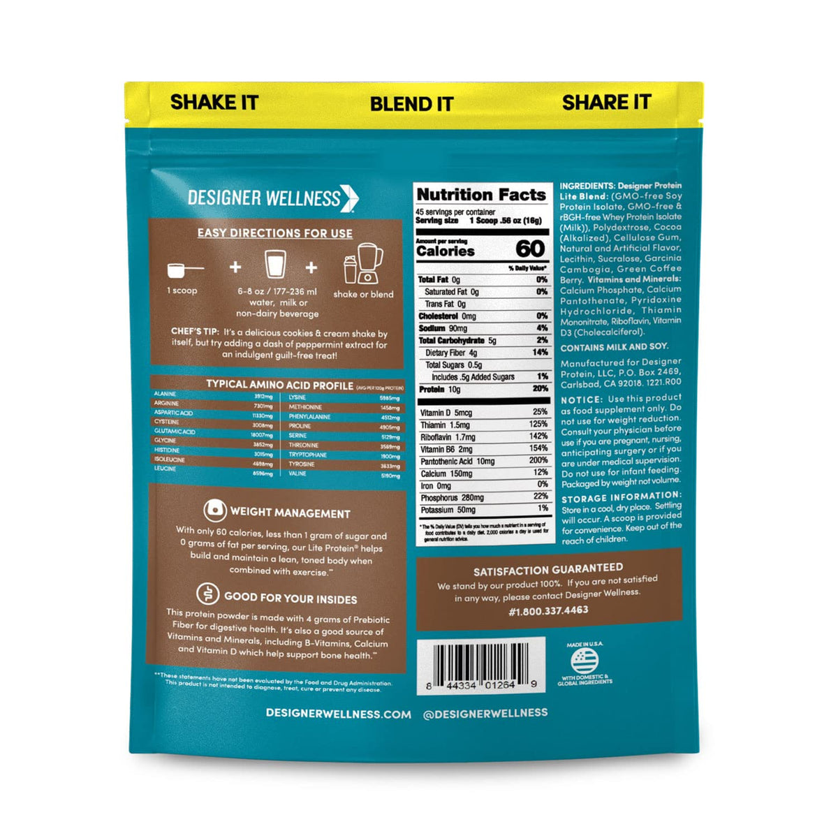 Designer Wellness, Designer Lite, Low Calorie Natural Protein