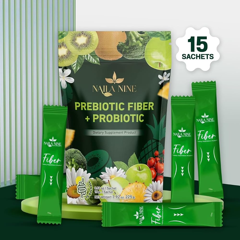 NAILA NINE Prebiotic Fiber Supplement Powder Apple Kiwi - 15 Sachets - image 5