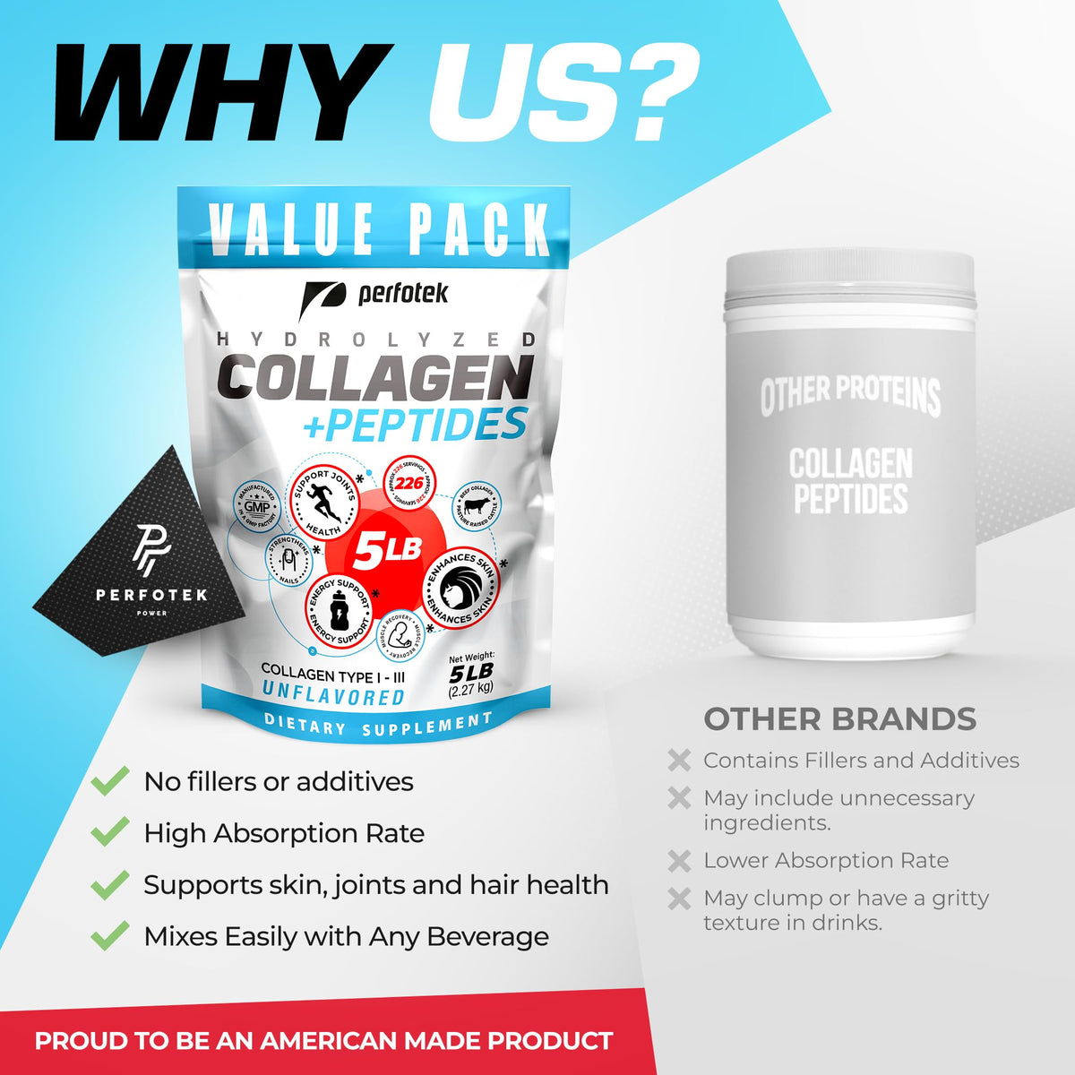 Perfotek Collagen Powder Types I & III Unflavored - 5 Lb - image 7