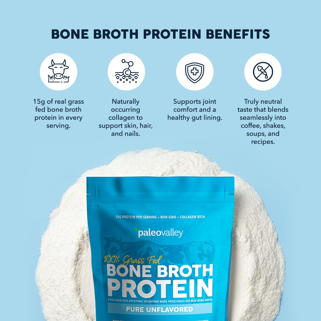 Paleovalley 100% Grass Fed Bone Broth Protein Powder - 16.8 oz - image 4