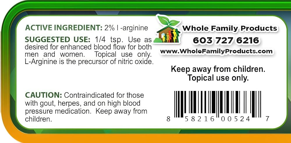 Whole Family Products Arginine Cream - L-Arginine Nitric Oxide
