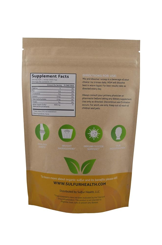 Sulfur Health MSM Organic Sulfur Powder 99.9% Pure - 1 Pound - image 2
