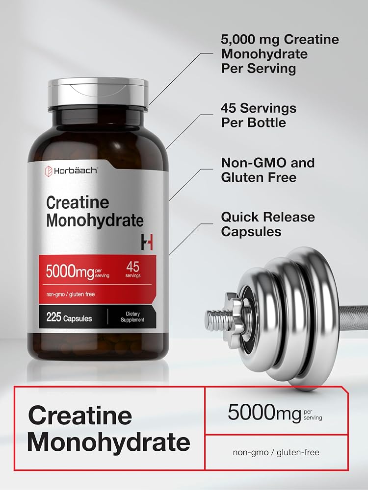 Horbäach Creatine Monohydrate 5g - 225 Capsules - image 4
