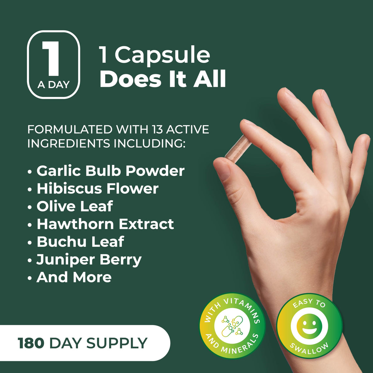 PurePremium Blood Pressure Supplements with Hawthorn Berry - 180 Capsules - image 6