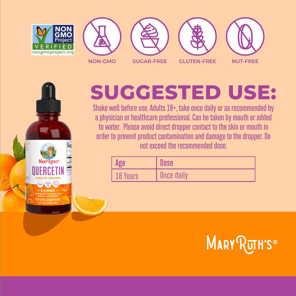 MaryRuth's Quercetin Liquid Drops 500mg - 4 Fl Oz - image 3