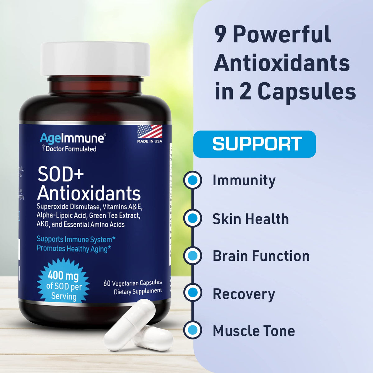 AgeImmune SOD Antioxidants Complex Healthy Aging Supplement - image 6