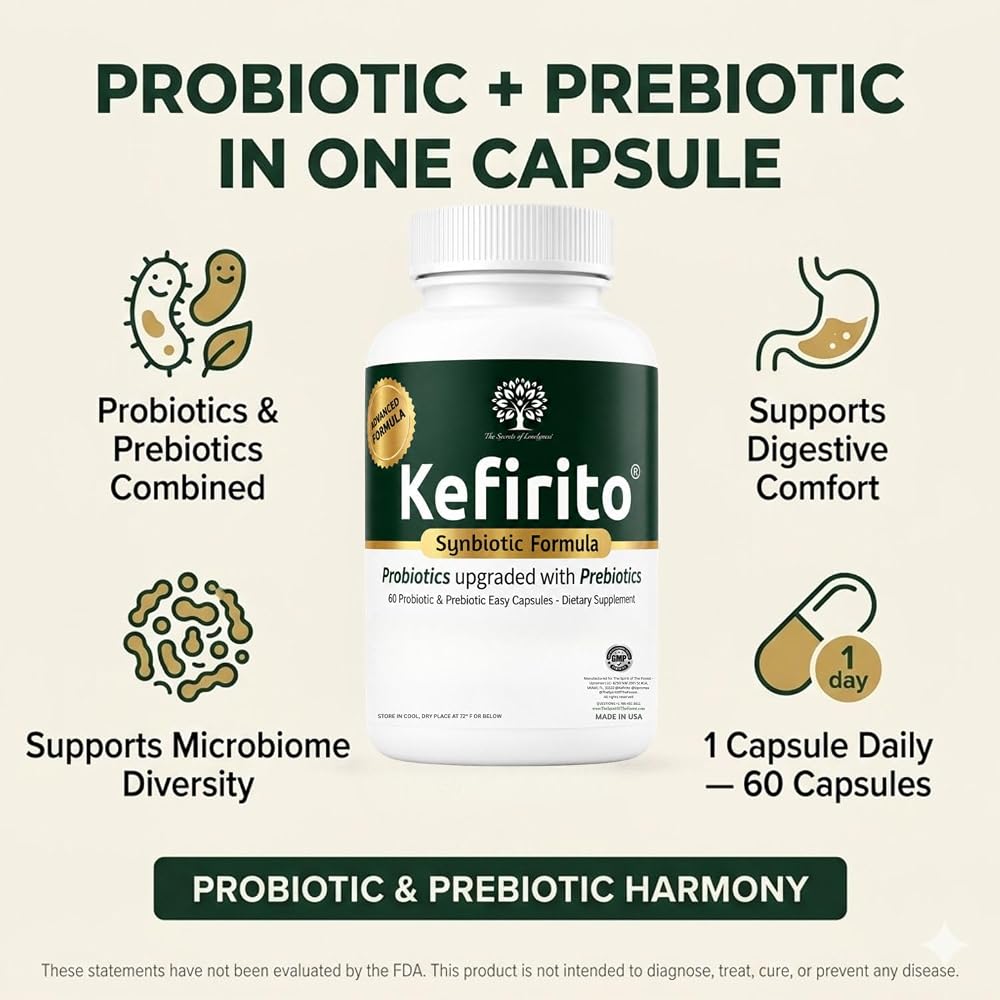 Spirit of The Forest Kefirito Daily Synbiotic Probiotic Prebiotic - 60 Capsules - image 10