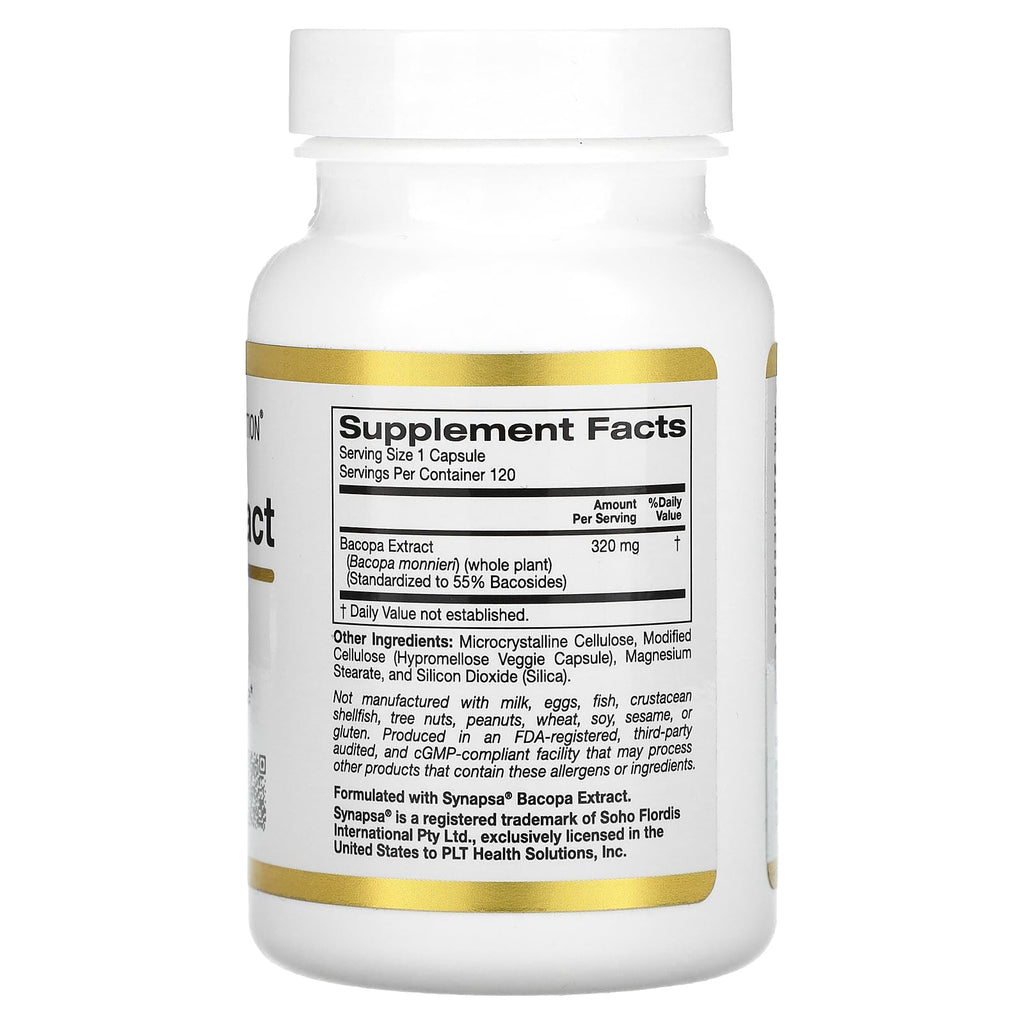 California Gold Nutrition Bacopa Extract 320 mg - 120 Vegetarian Capsules - image 2