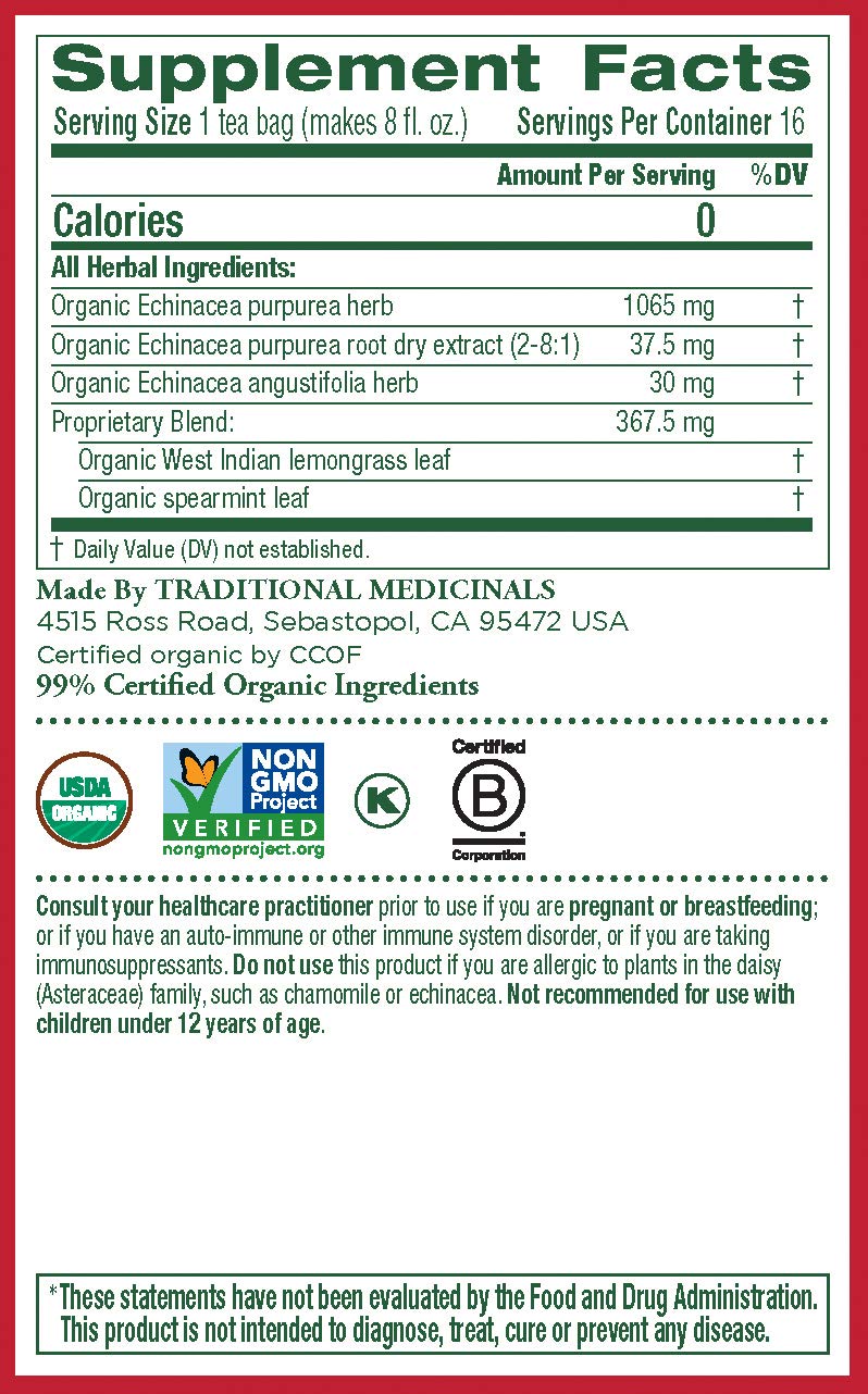Traditional Medicinals Organic Echinacea Plus Seasonal Tea - 16 Tea Bags - image 2
