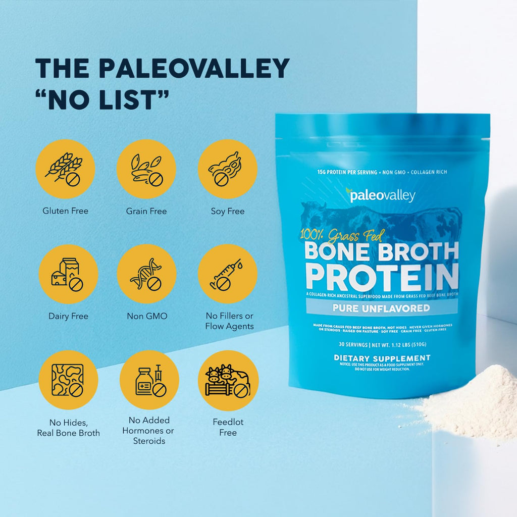 Paleovalley 100% Grass Fed Bone Broth Protein Powder - 16.8 oz - image 7