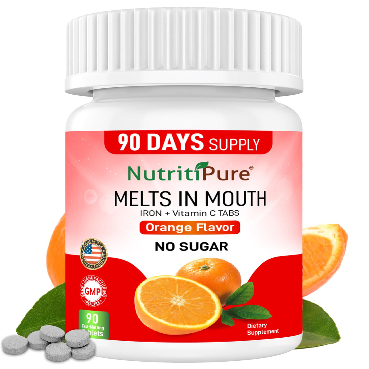 NutritiPure Iron 65 mg with Vitamin C 270 mg - Tablet in Orange Flavor