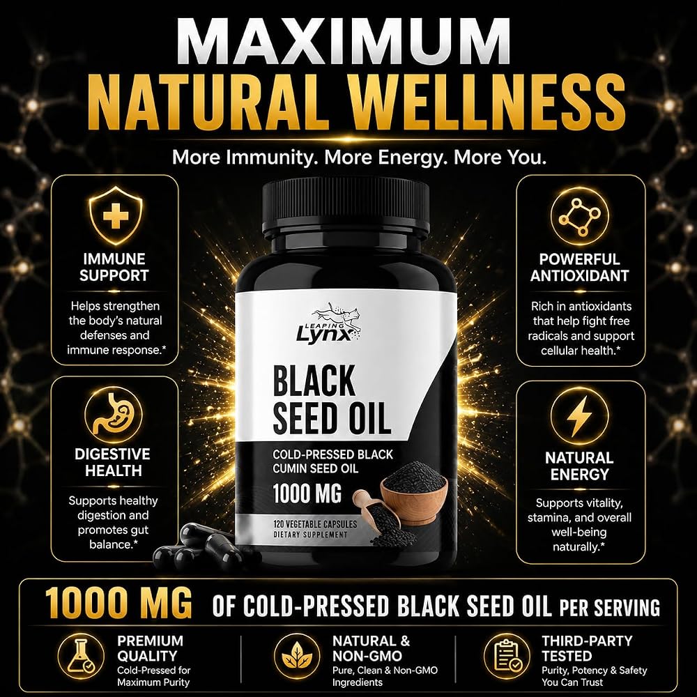 Leaping Lynx Black Seed Oil 1000mg Capsules - 120 Softgels - image 3