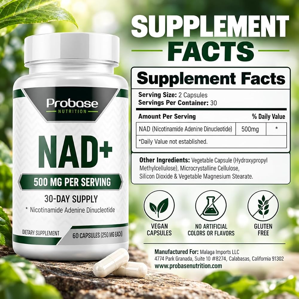 Probase Nutrition NAD Supplement 500mg - 60 Capsules - image 4