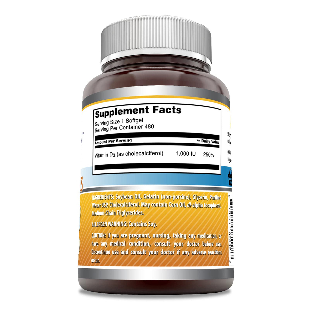 Amazing Nutrition Vitamin D3 1000 IU Softgels - 480 Count - image 2