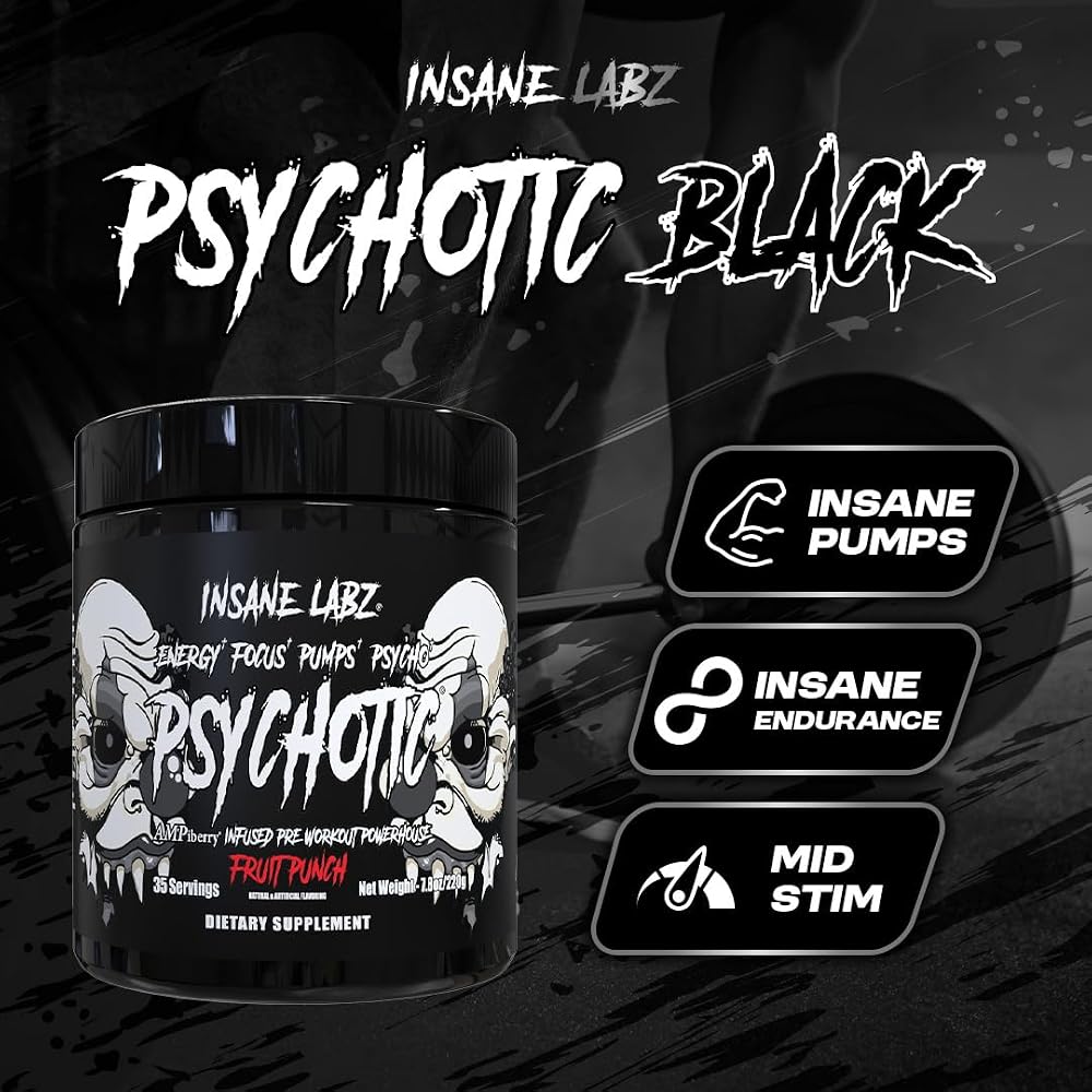 Insane Labz Psychotic Black Edition Mid Stimulant Pre Workout Powder